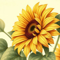 ai generated vintage botanical illustration of a sunflower with intricate petal details soft color gradients and realistic textures inspired by 19th century scientific floral prints download 86